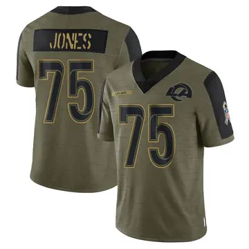 Men's Deacon Jones Los Angeles Rams Limited Olive 2021 Salute To Service Jersey
