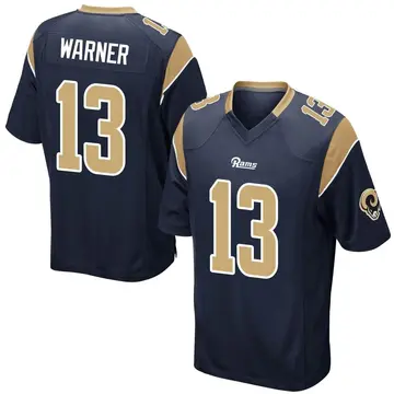 Men's Kurt Warner Los Angeles Rams Game Navy Team Color Jersey