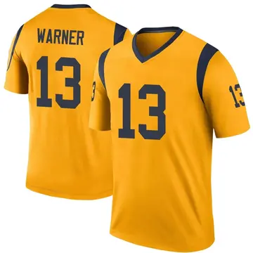 Men's Kurt Warner Los Angeles Rams Legend Gold Color Rush Jersey