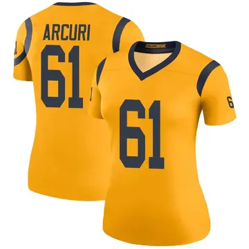 Women's AJ Arcuri Los Angeles Rams Legend Gold Color Rush Jersey