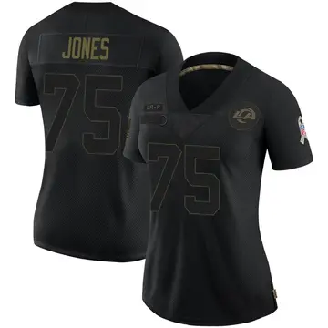 Women's Deacon Jones Los Angeles Rams Limited Black 2020 Salute To Service Jersey