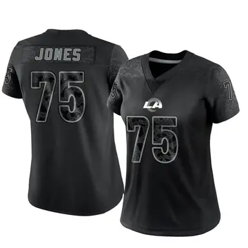 Women's Deacon Jones Los Angeles Rams Limited Black Reflective Jersey