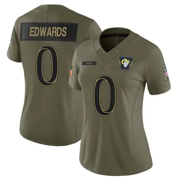 Women's Tru Edwards Los Angeles Rams Limited Olive 2025 Salute to Service Jersey