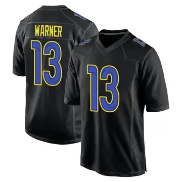 Youth Kurt Warner Los Angeles Rams Game Black Fashion Jersey